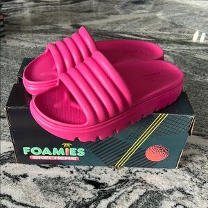 New in Box -Skechers Foamies Hot Pink Slide Sandals
